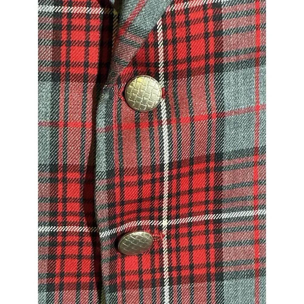 Vintage John Pomer Men’s Plaid Blazer Sport Coat Red Gray Size 44R USA